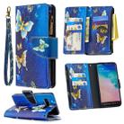 For Samsung Galaxy S10 Plus Colored Drawing Pattern Zipper Horizontal Flip Leather Case with Holder & Card Slots & Wallet(Gold Butterfly) - 1