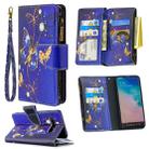 For Samsung Galaxy S10 Colored Drawing Pattern Zipper Horizontal Flip Leather Case with Holder & Card Slots & Wallet(Purple Butterfly) - 1