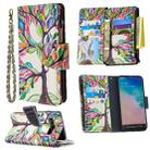 For Samsung Galaxy S10 Colored Drawing Pattern Zipper Horizontal Flip Leather Case with Holder & Card Slots & Wallet(Tree) - 1