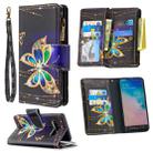 For Samsung Galaxy S10 Colored Drawing Pattern Zipper Horizontal Flip Leather Case with Holder & Card Slots & Wallet(Big Butterfly) - 1