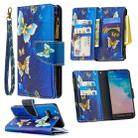 For Samsung Galaxy S10 Colored Drawing Pattern Zipper Horizontal Flip Leather Case with Holder & Card Slots & Wallet(Gold Butterfly) - 1