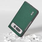 For Google Pixel Fold ABEEL Genuine Leather Litchi Texture Phone Case(Green) - 2