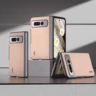 For Google Pixel Fold ABEEL Genuine Leather + PC Litchi Texture Phone Case(Pink Gold) - 1
