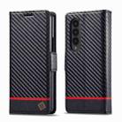 For Samsung Galaxy Z Fold3 LC.IMEEKE Carbon Fiber Leather Phone Case(Horizontal Black) - 1