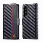 For Samsung Galaxy Z Fold4 LC.IMEEKE Carbon Fiber Leather Phone Case(Vertical Black) - 1