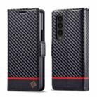 For Samsung Galaxy Z Fold4 LC.IMEEKE Carbon Fiber Leather Phone Case(Horizontal Black) - 1