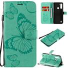 For Motorola Moto G8 Power Lite 3D Butterflies Embossing Pattern Horizontal Flip Leather Case with Holder & Card Slot & Wallet(Green) - 1