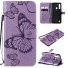 For Motorola Moto G8 Power Lite 3D Butterflies Embossing Pattern Horizontal Flip Leather Case with Holder & Card Slot & Wallet(Purple) - 1