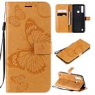 For Motorola Moto G8 Power Lite 3D Butterflies Embossing Pattern Horizontal Flip Leather Case with Holder & Card Slot & Wallet(Yellow) - 1