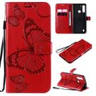 For Motorola Moto G8 Power Lite 3D Butterflies Embossing Pattern Horizontal Flip Leather Case with Holder & Card Slot & Wallet(Red) - 1