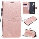 For Motorola Moto G8 Power Lite 3D Butterflies Embossing Pattern Horizontal Flip Leather Case with Holder & Card Slot & Wallet(Rose Gold) - 1