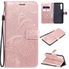 For OPPO Realme 6 3D Butterflies Embossing Pattern Horizontal Flip Leather Case with Holder & Card Slot & Wallet(Rose Gold) - 1