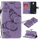 For Nokia 1.3 3D Butterflies Embossing Pattern Horizontal Flip Leather Case with Holder & Card Slot & Wallet(Purple) - 1