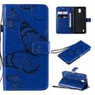 For Nokia 1.3 3D Butterflies Embossing Pattern Horizontal Flip Leather Case with Holder & Card Slot & Wallet(Blue) - 1