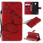 For Nokia 1.3 3D Butterflies Embossing Pattern Horizontal Flip Leather Case with Holder & Card Slot & Wallet(Red) - 1