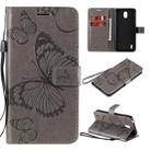 For Nokia 1.3 3D Butterflies Embossing Pattern Horizontal Flip Leather Case with Holder & Card Slot & Wallet(Grey) - 1