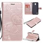 For Nokia 1.3 3D Butterflies Embossing Pattern Horizontal Flip Leather Case with Holder & Card Slot & Wallet(Rose Gold) - 1