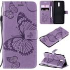 For Nokia 2.3 3D Butterflies Embossing Pattern Horizontal Flip Leather Case with Holder & Card Slot & Wallet(Purple) - 1