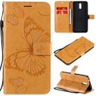 For Nokia 2.3 3D Butterflies Embossing Pattern Horizontal Flip Leather Case with Holder & Card Slot & Wallet(Yellow) - 1