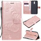 For Nokia 2.3 3D Butterflies Embossing Pattern Horizontal Flip Leather Case with Holder & Card Slot & Wallet(Rose Gold) - 1