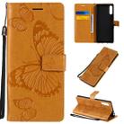 For Sony Xperia L4 3D Butterflies Embossing Pattern Horizontal Flip Leather Case with Holder & Card Slot & Wallet(Yellow) - 1