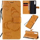 For Sony Xperia 10 II 3D Butterflies Embossing Pattern Horizontal Flip Leather Case with Holder & Card Slot & Wallet(Yellow) - 1