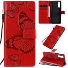 For Sony Xperia 10 II 3D Butterflies Embossing Pattern Horizontal Flip Leather Case with Holder & Card Slot & Wallet(Red) - 1