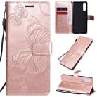 For Sony Xperia 10 II 3D Butterflies Embossing Pattern Horizontal Flip Leather Case with Holder & Card Slot & Wallet(Rose Gold) - 1