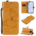 For Xiaomi Redmi K30 Pro 3D Butterflies Embossing Pattern Horizontal Flip Leather Case with Holder & Card Slot & Wallet(Yellow) - 1