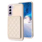 For Samsung Galaxy S22+ 5G BF25 Square Plaid Card Bag Holder Phone Case(Beige) - 1