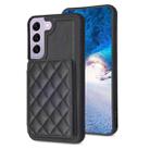 For Samsung Galaxy S21 FE 5G BF25 Square Plaid Card Bag Holder Phone Case(Black) - 1