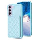 For Samsung Galaxy S21 FE 5G BF25 Square Plaid Card Bag Holder Phone Case(Blue) - 1