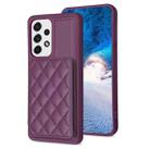 For Samsung Galaxy A52 5G / 4G  BF25 Square Plaid Card Bag Holder Phone Case(Dark Purple) - 1