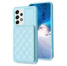 For Samsung Galaxy A52 5G / 4G  BF25 Square Plaid Card Bag Holder Phone Case(Blue) - 1