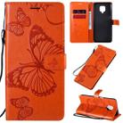 For Xiaomi Redmi Note 9 Pro 3D Butterflies Embossing Pattern Horizontal Flip Leather Case with Holder & Card Slot & Wallet(Orange) - 1