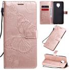 For Xiaomi Redmi Note 9 Pro 3D Butterflies Embossing Pattern Horizontal Flip Leather Case with Holder & Card Slot & Wallet(Rose Gold) - 1