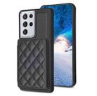 For Samsung Galaxy S21 Ultra 5G BF25 Square Plaid Card Bag Holder Phone Case(Black) - 1