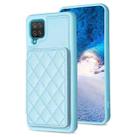 For Samsug Galaxy A12 BF25 Square Plaid Card Bag Holder Phone Case(Blue) - 1