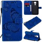 For Xiaomi Redmi Note 9 / 10X 4G 3D Butterflies Embossing Pattern Horizontal Flip Leather Case with Holder & Card Slot & Wallet(Blue) - 1