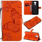 For Xiaomi Redmi Note 9 / 10X 4G 3D Butterflies Embossing Pattern Horizontal Flip Leather Case with Holder & Card Slot & Wallet(Orange) - 1