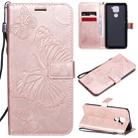 For Xiaomi Redmi Note 9 / 10X 4G 3D Butterflies Embossing Pattern Horizontal Flip Leather Case with Holder & Card Slot & Wallet(Rose Gold) - 1