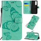 For Huawei Nova 7 3D Butterflies Embossing Pattern Horizontal Flip Leather Case with Holder & Card Slot & Wallet(Green) - 1
