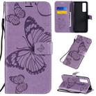 For Huawei Nova 7 3D Butterflies Embossing Pattern Horizontal Flip Leather Case with Holder & Card Slot & Wallet(Purple) - 1