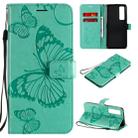 For Huawei Nova 7 Pro 3D Butterflies Embossing Pattern Horizontal Flip Leather Case with Holder & Card Slot & Wallet(Green) - 1