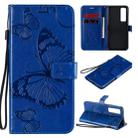 For Huawei Nova 7 Pro 3D Butterflies Embossing Pattern Horizontal Flip Leather Case with Holder & Card Slot & Wallet(Blue) - 1