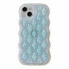 For iPhone 14 Luminous 3D Wavy Texture Phone Case(Blue) - 1