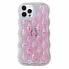 For iPhone 14 Pro Luminous 3D Wavy Texture Phone Case(Pink) - 1