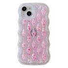 For iPhone 13 Luminous 3D Wavy Texture Phone Case(Pink) - 1