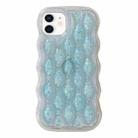 For iPhone 12 Luminous 3D Wavy Texture Phone Case(Blue) - 1