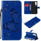 For Huawei Nova 7 SE / P40 Lite 5G 3D Butterflies Embossing Pattern Horizontal Flip Leather Case with Holder & Card Slot & Wallet(Blue) - 1